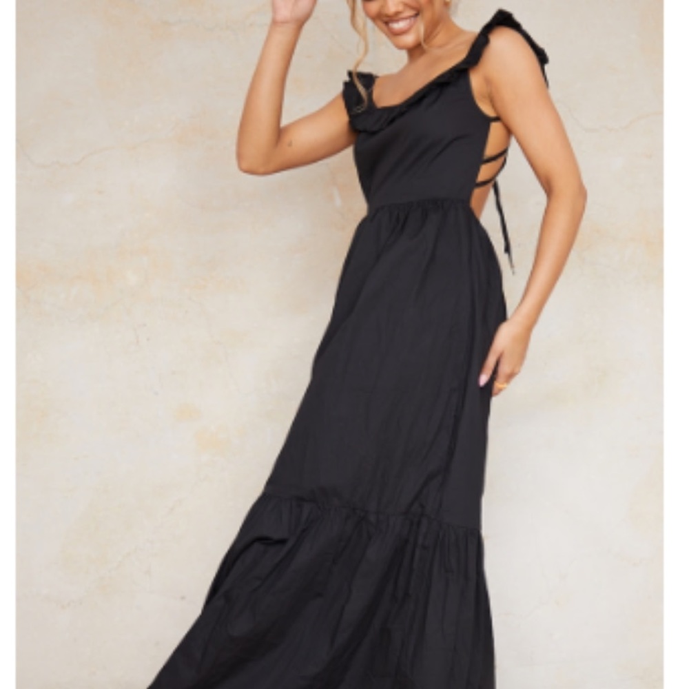 PLT black maxi dress open/strappy back